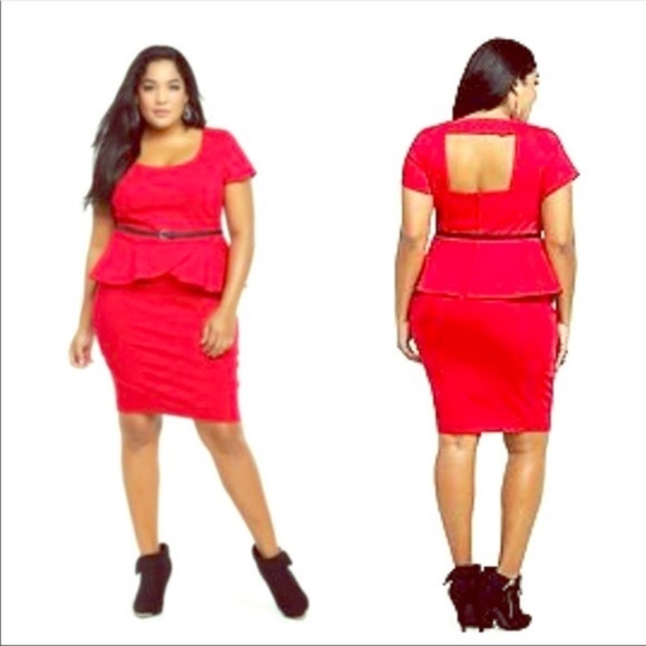 burgundy peplum dress plus size